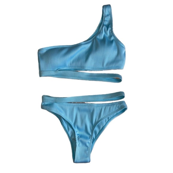 ROMWE Other - BLUE ONE-SHOULDER BIKINI TOP & CHEEKY BOTTOMS · SIZE S · NWOT